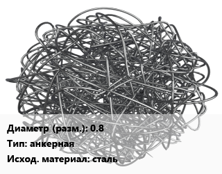 Фибра армирующая 0.8 анкерная сталь, кг цена от 54.58 ₼ / кг, где купить, условия доставки в Баку и Бакинская области